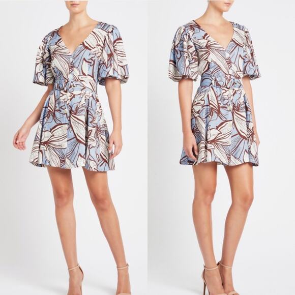NICHOLAS Linda Linen Dress in Mocha Etched Floral Size US 4 - Picture 1 of 13